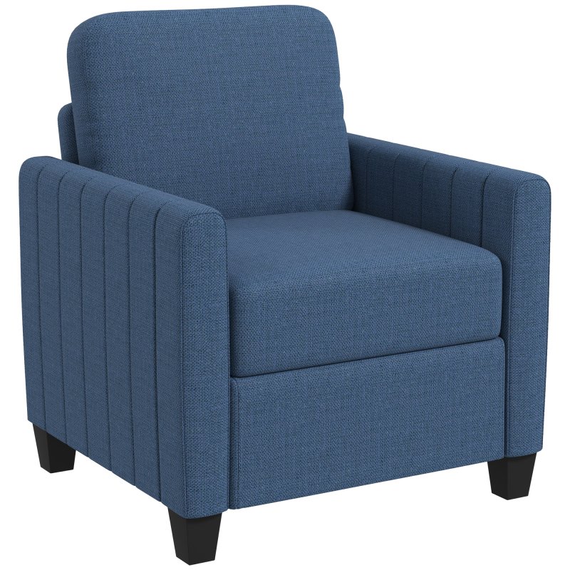 HOMCOM Armchair, Channel Tufted Modern Fabric Accent Chair, Comfy Upholstered Reading Lounge with Spring Cushion, Back Pillow, for Living Room, Bedroom, Office