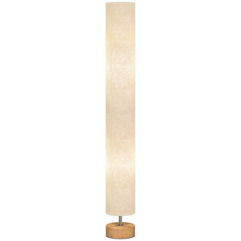 HOMCOM LED Floor Lamp for Living Room, 120cm Modern Standing Lamp with 3000K/4500K/6500K Colour Temperatures, Linen Shade and Wooden Base, Grey