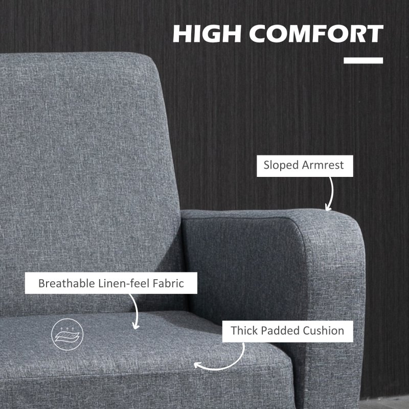 HOMCOM Modern Wingback Living Room Chair, Upholstered PU Leather Accent Armchair,  Single Sofa Chair with Lounge Seat and Wood Legs for Bedroom/Office/Reading Spaces