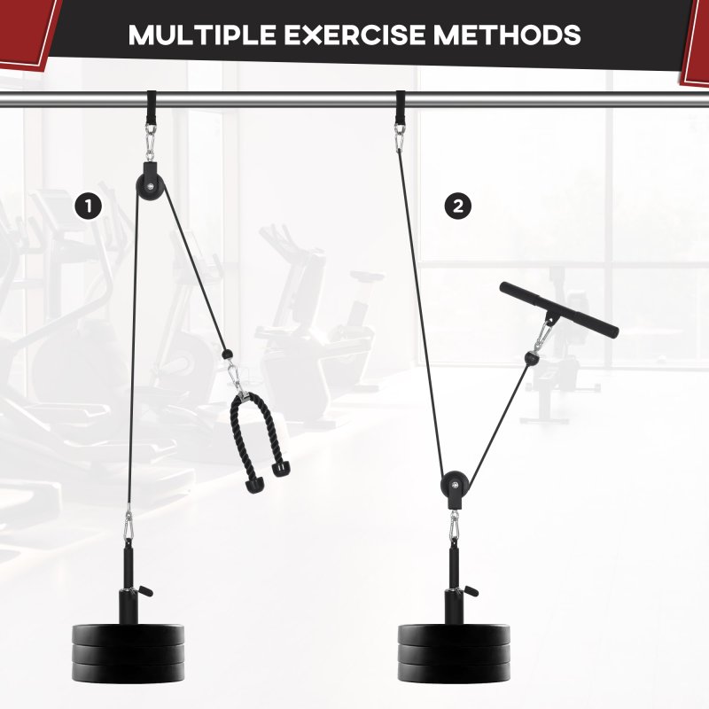 SPORTNOW Cable Machine Pulley System, Lat Pull Down System with DIY Loading Weight for Home Gym Biceps Triceps Arm Shoulder Back Training