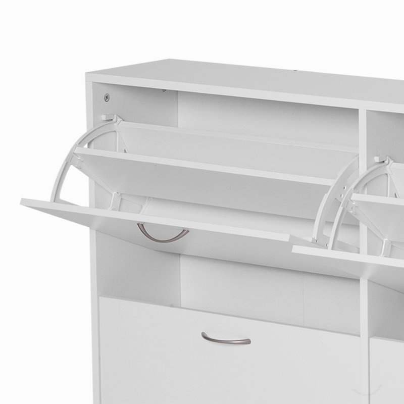 HOMCOM Wooden Modern Design 4 Drawer Shoes Cabinet Pull Down Shelf Storage Organiser
