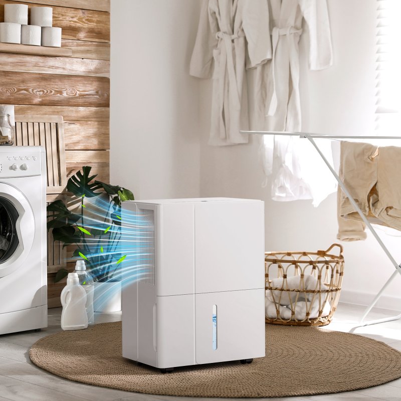 HOMCOM 30L/Day Dehumidifier with Activated Carbon Air Filter, Continuous Drainage, 4.7L Water Tank, 24H Timer, Dehumidifier for Home Damp, Bedroom, Condensation, Mould, Laundry Drying
