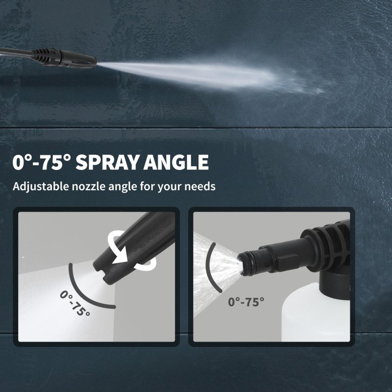 Outsunny 1800W High Pressure Washer, 150 Bar Pressure, 420 L/h Flow, Portable Electric Power Washer Jet Wash Cleaner with Adjustable Nozzle, 6M Hose, Steel Handle for Home Patio Car Driveway, Green