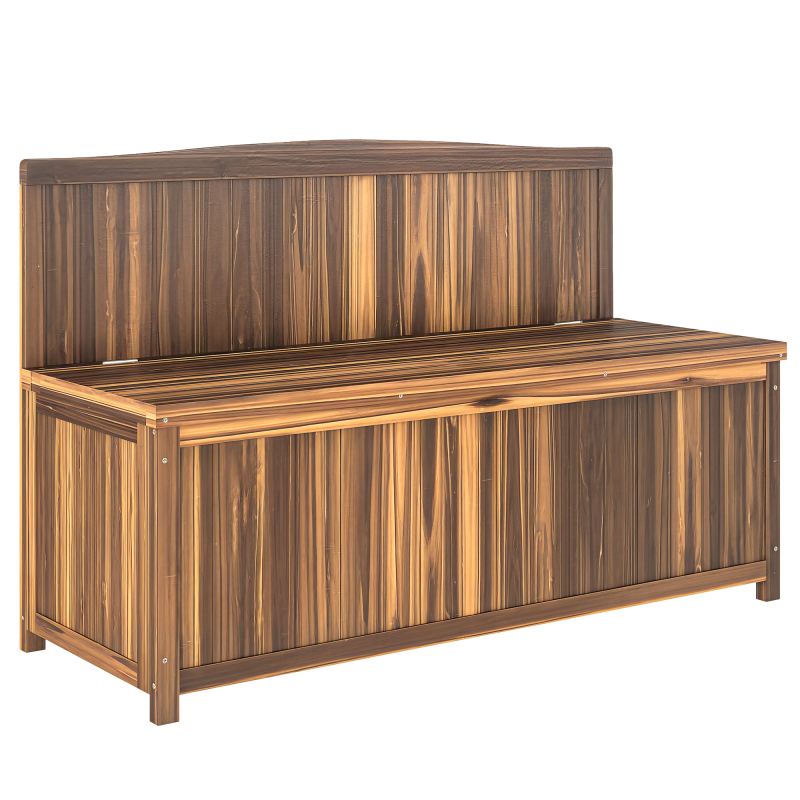 Outsunny Garden Arch Wood Bench Outdoor Storage Box Garden Furniture Chair 115L x 45W x 75Hcm, Brown