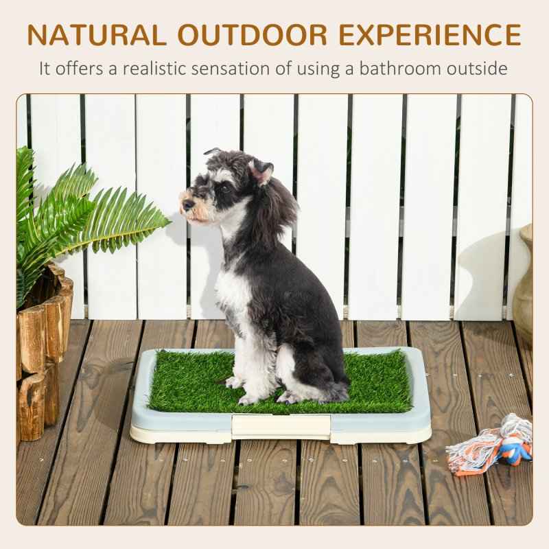 PawHut Dog Toilet, Puppy Training Pad Indoor, Portable Puppy Pad with Artificial Grass, Grid Panel, Tray, 46.5 x 34cm
