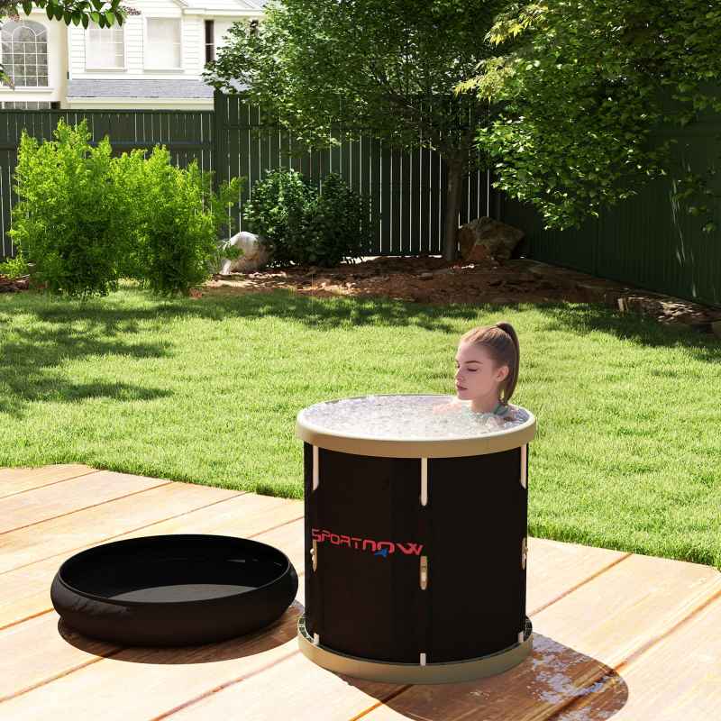 SPORTNOW Ice Bath Tub Outdoor, 210L Portable Cold Water Therapy Tub, Recovery Cold Plunge Pool with Lid, Cover, Carry Bag for Athletes, Black