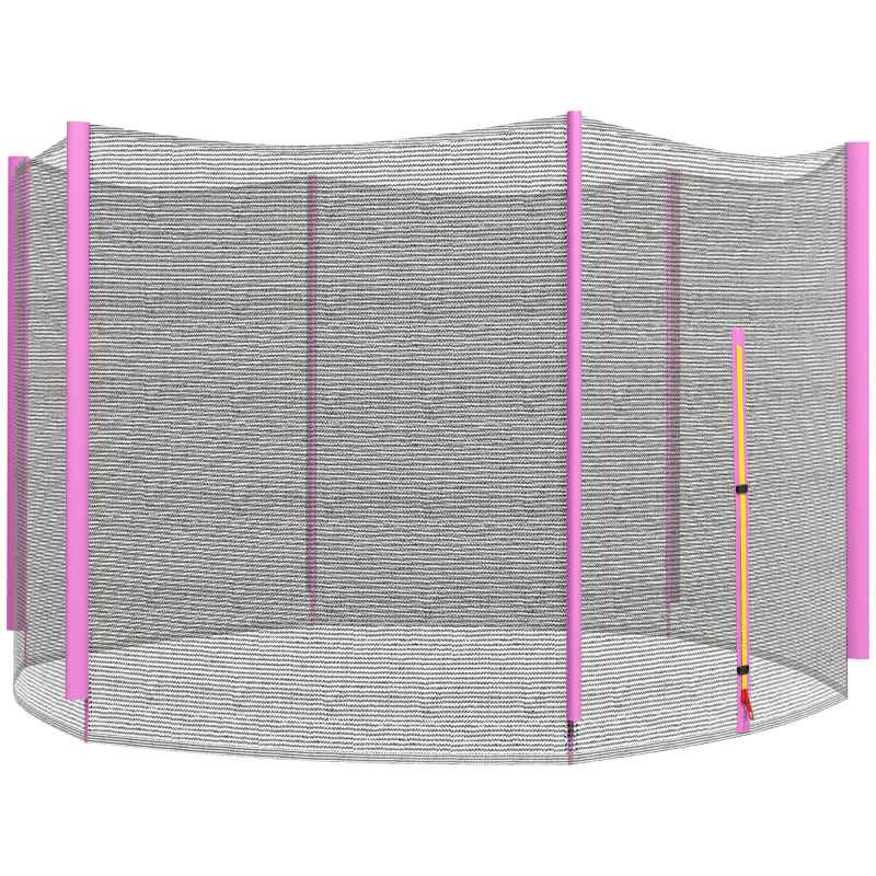SPORTNOW 10ft Trampoline Net Replacement with 6 Plastic Pole Covers, Weather-Resistant Trampoline Netting Replacement with Zipped Entrance, Poles Not Included, Pink