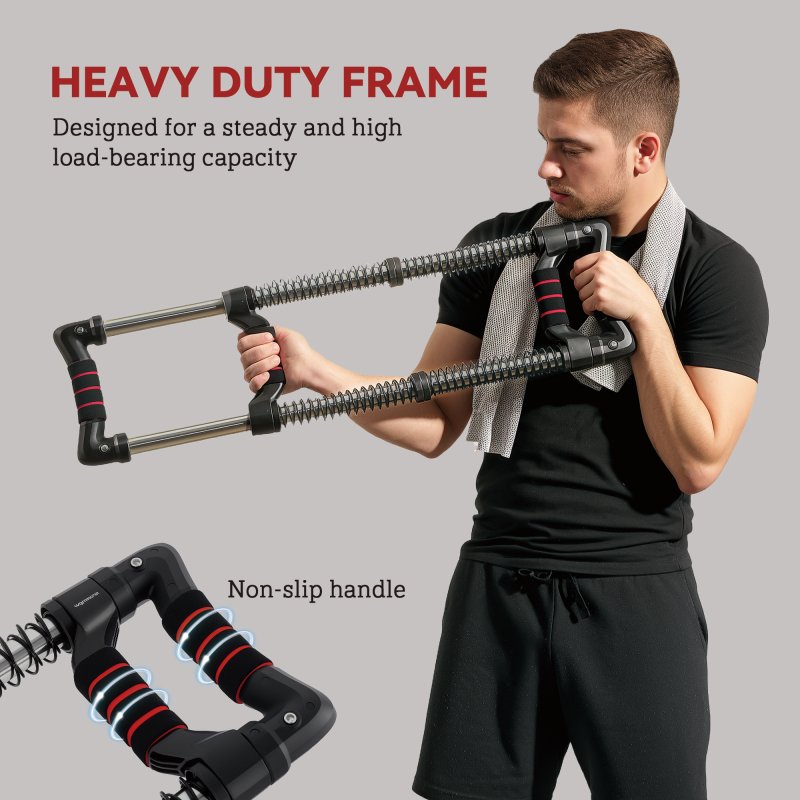 SPORTNOW Chest Expander, Arm Chest Exerciser with 10-50kg Adjustable Spring Resistance, for Home Gym, Office, Travel Workout
