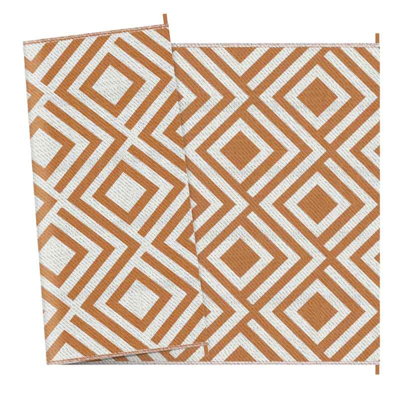 Outsunny Reversible Outdoor Rug with Carry Bag, Waterproof Plastic Straw Mat for Garden, Deck, RV, Picnic, Beach, Camping, 182 x 274cm, Brown