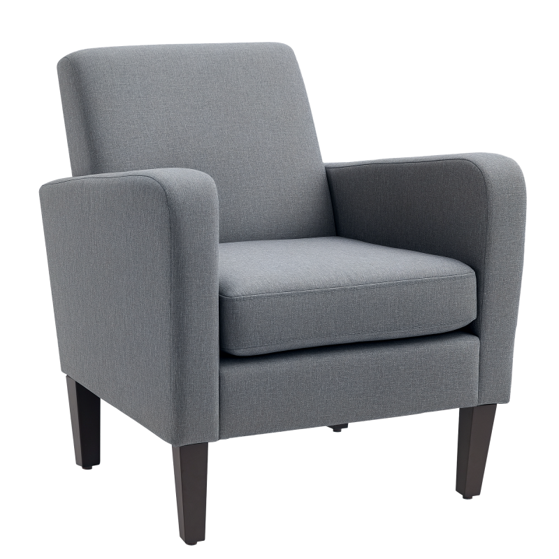 HOMCOM Modern Wingback Living Room Chair, Upholstered PU Leather Accent Armchair,  Single Sofa Chair with Lounge Seat and Wood Legs for Bedroom/Office/Reading Spaces