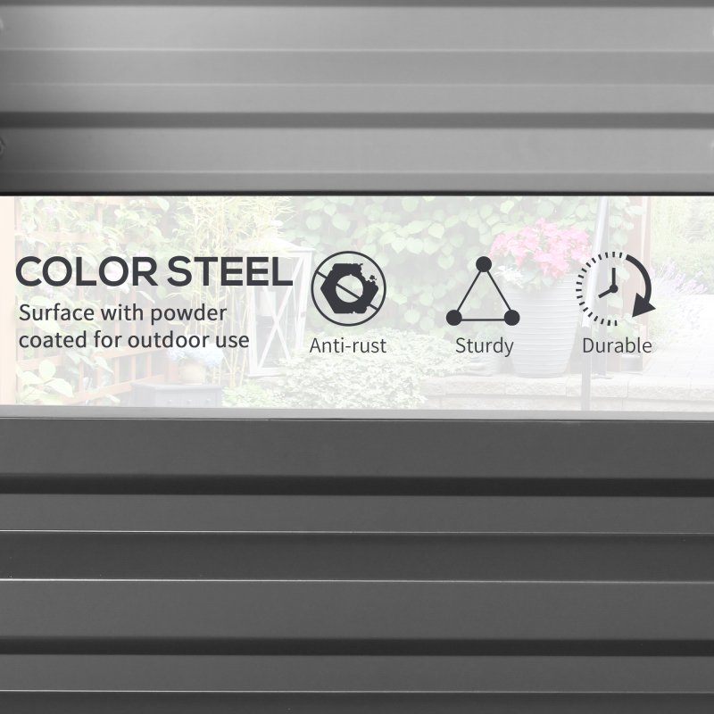 Outsunny 216L Rectangle Raised Garden Bed Box with Weatherized Steel Frame for Vegetables, Flowers and Herbs, 120 x 60 x 30.5cm, Light Grey