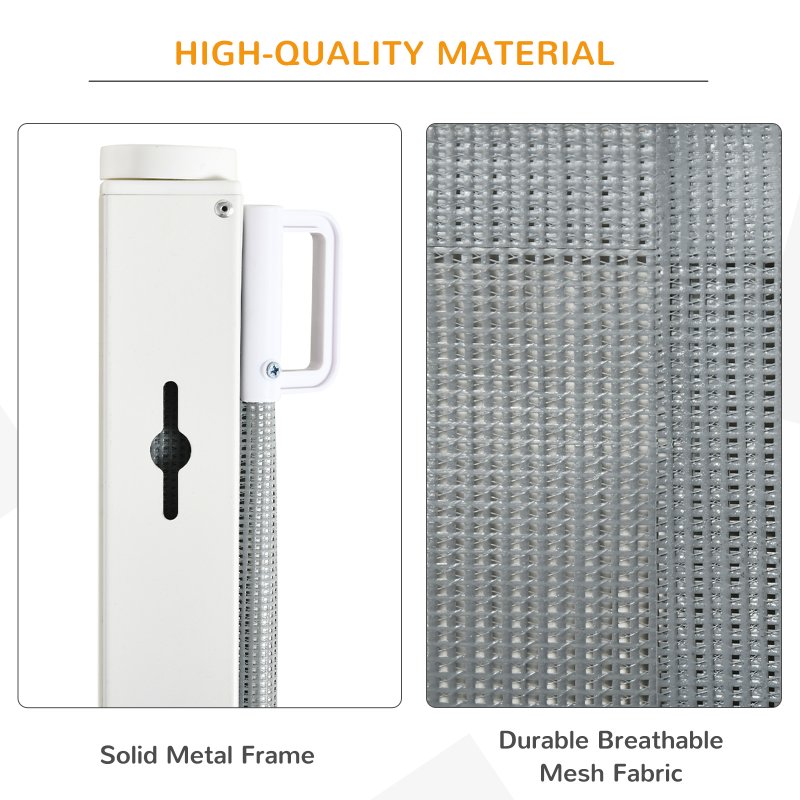 PawHut Retractable Stair Gate for Dogs, Pet Mesh Safety Gate Extends up to 115cm for Doorways Indoor- Grey