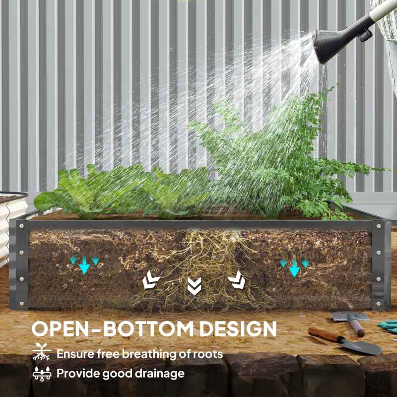 Outsunny 432L Square Raised Garden Bed Box with Weatherized Steel Frame for Vegetables, Flowers and Herbs, 120 x 120 x 30cm, Light Grey