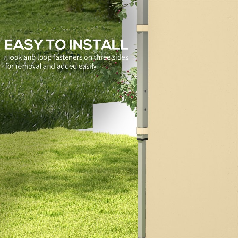 Outsunny Gazebo Side Panels with Zipped Doors, for 3x3 m or 3x6 m Pop Up Gazebo, 2 Pack Sides Replacement, Beige