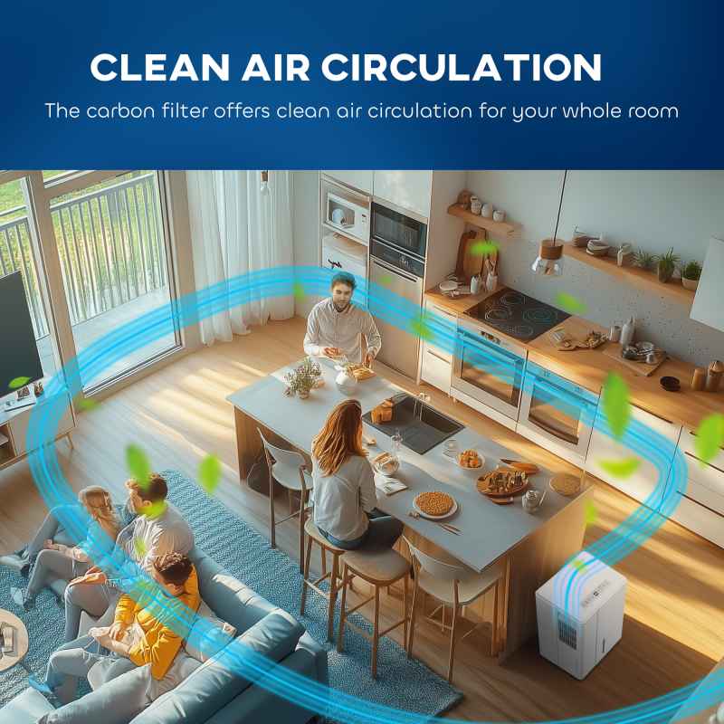 HOMCOM 30L/Day Dehumidifier with Activated Carbon Air Filter, Continuous Drainage, 4.7L Water Tank, 24H Timer, Dehumidifier for Home Damp, Bedroom, Condensation, Mould, Laundry Drying