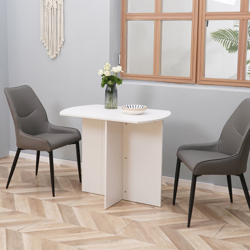 HOMCOM Foldable Dining Table, Modern Drop Leaf Table for Kitchen, Dining Room and Living Room