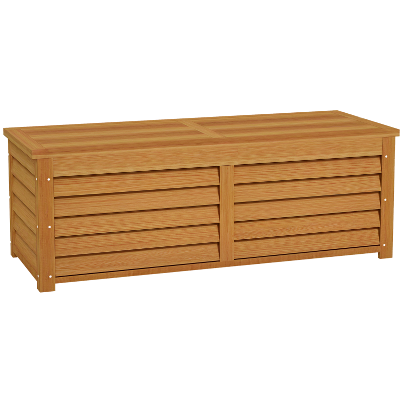 Outsunny 292L Outdoor Storage Box, Wooden Deck Box Garden Storage Container for Balcony, Porch, Poolside, Light Brown