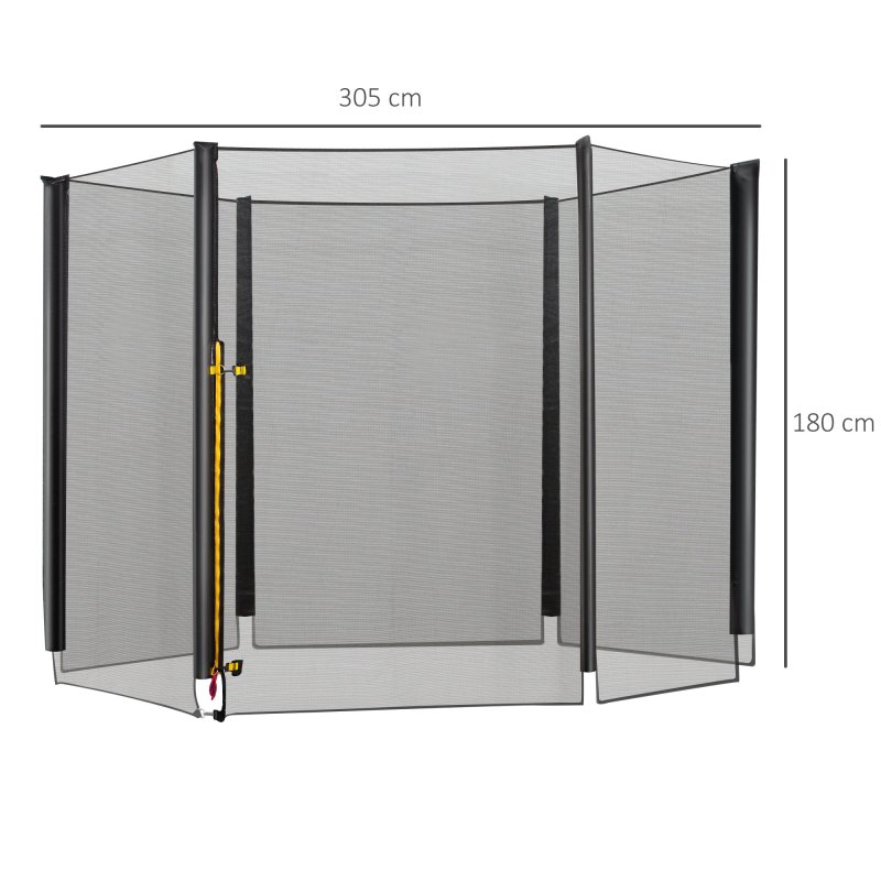 HOMCOM 10ft Trampoline Net Replacement Safety Net Enclosure Net Spare w/ 6 Poles
