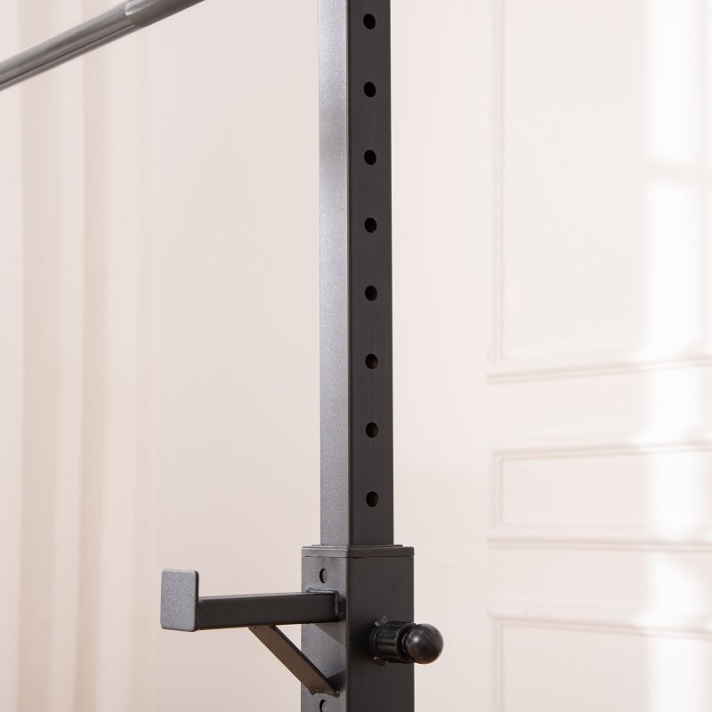 HOMCOM Heavy Duty Weight Stand Barbell Squat Stand Barbell Rack Spotter Gym Fitness Power Rack Holder - Black