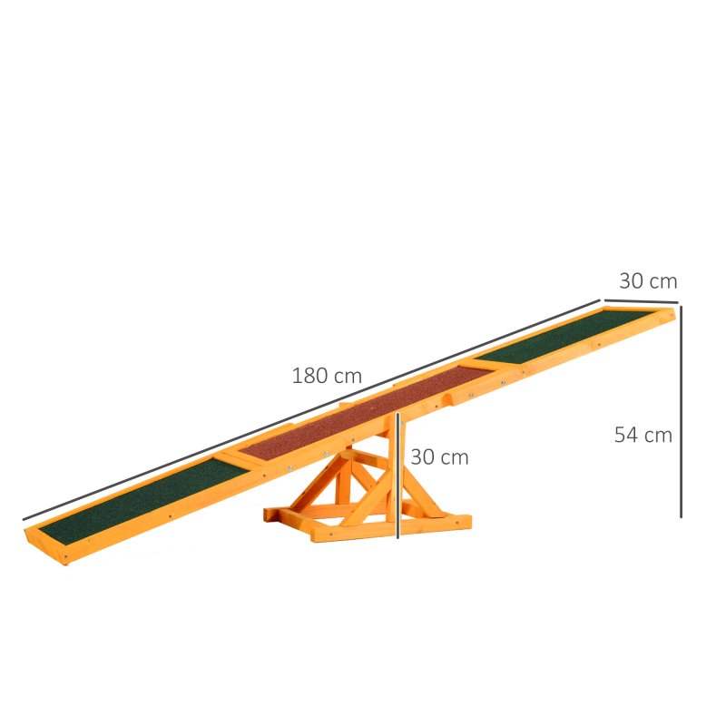 PawHut Wooden Pet Seesaw for Big Dogs, Agility Training Equipment for Dogs with Anti-Slip surface, 180 x 30 x 30cm - Natural