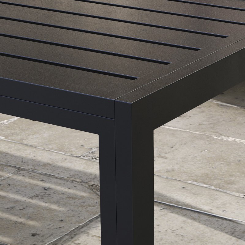Outsunny Garden Coffee Table, Rectangular Patio Side Table with Steel Frame and Slat Tabletop for Outdoor, Balcony, 101.5 x 61cm, Black