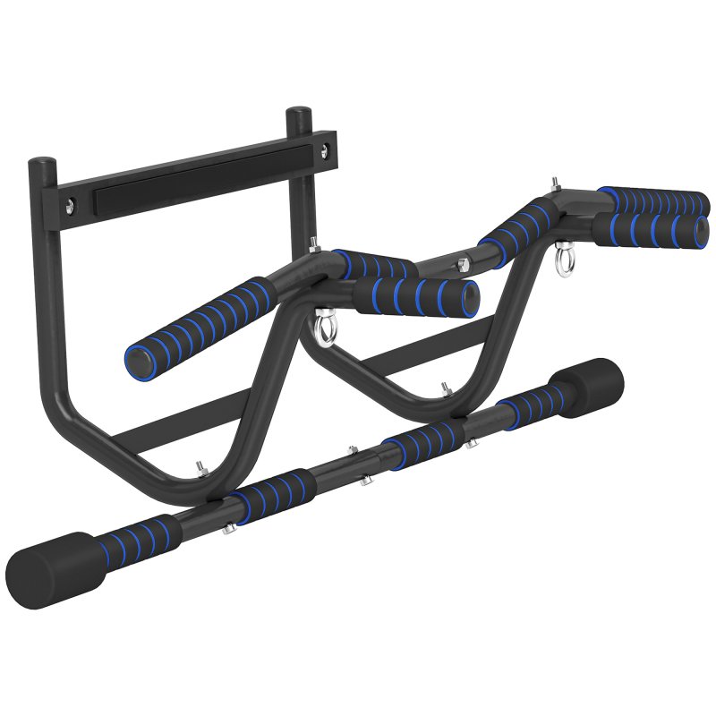 SPORTNOW Pull Up Bar Doorway with Non-Slip Multi Grips, Door Frame Chin Up Bar, Push up Stand with Anti-Fall Slot for Home Gym Upper Body Workout, Black