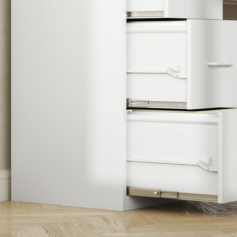 HOMCOM 4 Drawer Filing Cabinet, Vertical File Cabinet with Adjustable Hanging Bar for A4 and Letter Size, Steel Printer Stand for Home Office, White