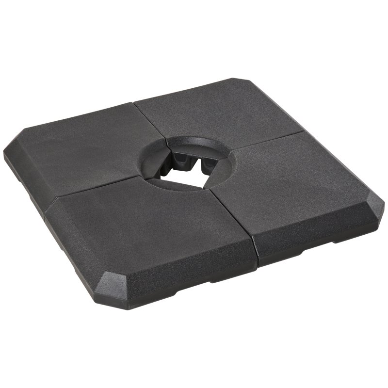Outsunny Set of 4 Parasol Base Stand Weights for Cantilever Parasols, Water and Sand Filled, Up to 120kg, Black
