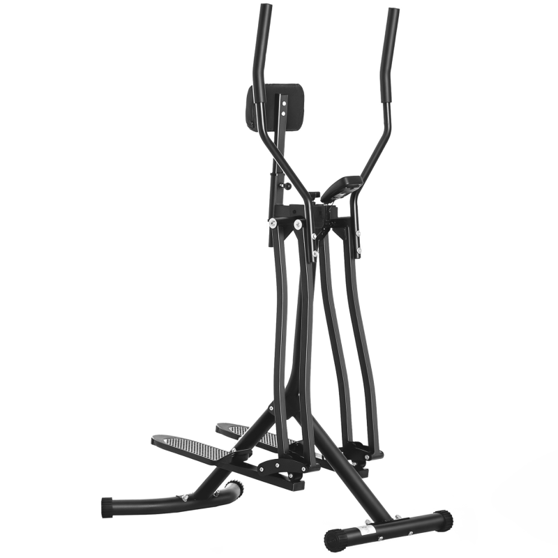 HOMCOM Upright Elliptical Cross Trainer, Air Walker Glider Home Gym, Cross Trainer Fitness Exercise Machine with LCD Monitor - Black