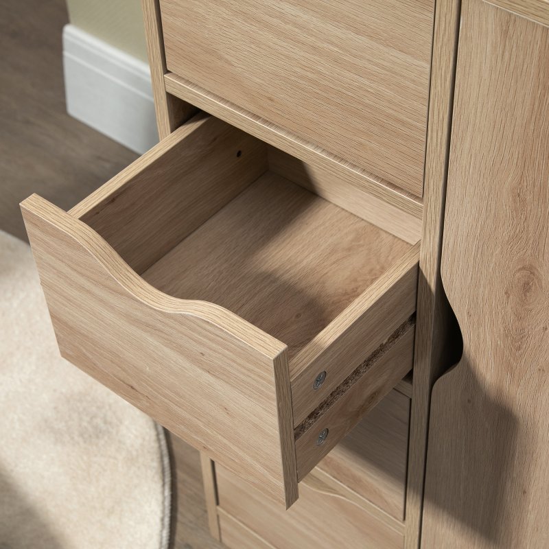 HOMCOM Bathroom Floor Cabinet, Freestanding Storage Unit with 4 Drawers and Door Cupboard for Living Room, Kitchen, Bedroom