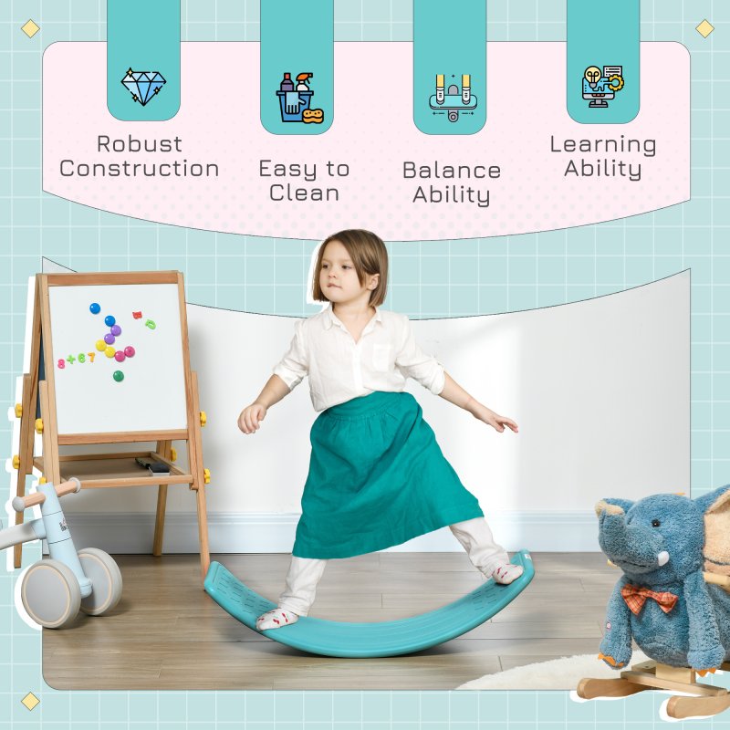 ZONEKIZ Balance Board Kids Wobble Board, Stepping Stone, Montessori Toy for Children, Nursery Toy, for Ages 3-6 Years, 82 x 27.5 x 19.5cm - Blue