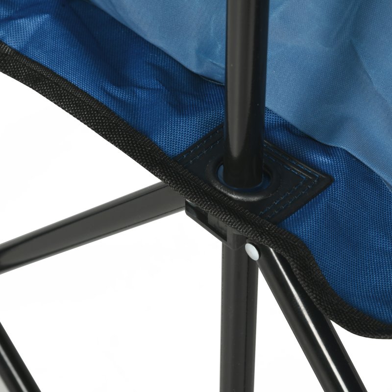 Outsunny 6 Seater Folding Bench, Outdoor Camping Chair Portable Sports Spectator Chair with Metal Frame, Cup Holder & Carry Bag, Blue