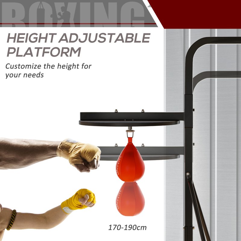 HOMCOM 2-in-1 170-190cm Freestanding Boxing Punch Bag Hanger, Speed Ball Station Platform, for Home, Gym, Black