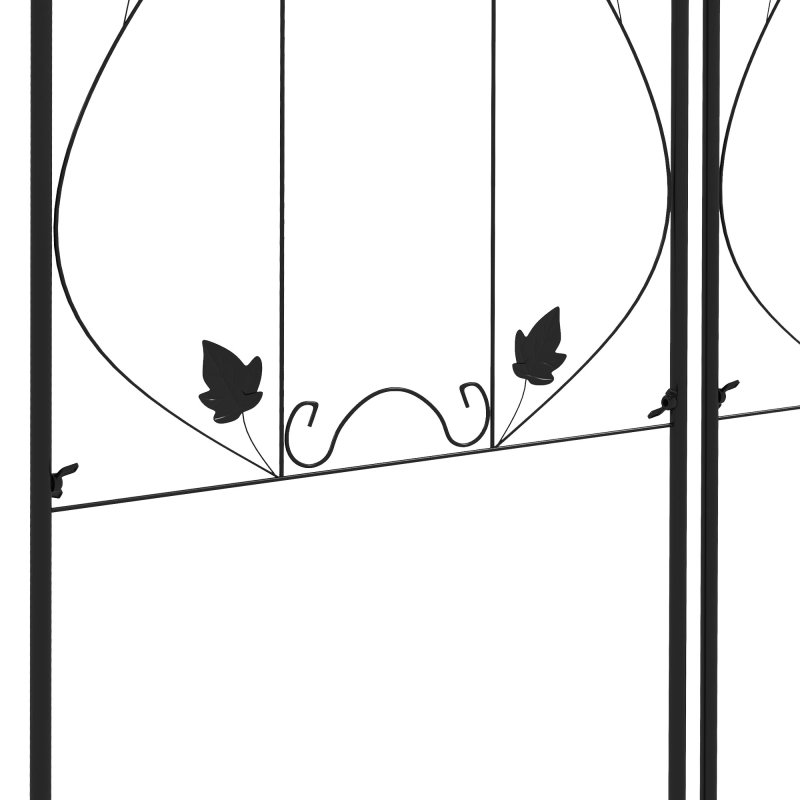 Outsunny Set of 2 Garden Trellis, Metal Trellis for Climbing Plants Support Frames, 50 x 181cm, Leaf Design