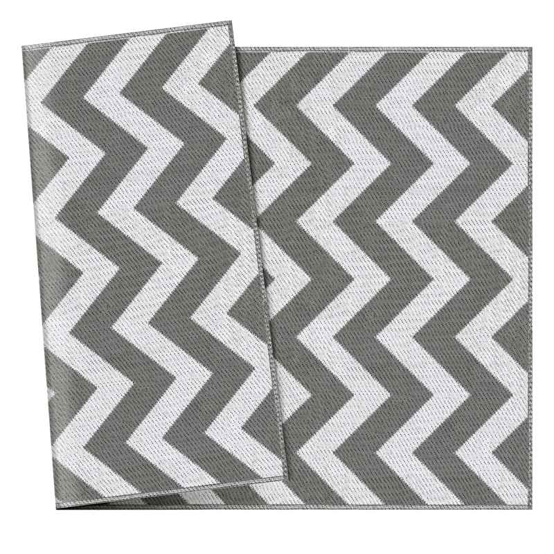 Outsunny 121 x 182 cm(4x6ft) Outdoor Rug Reversible Mat Plastic Straw Rug Portable RV Camping Mat for Garden Deck Picnic Indoor, Light Grey & White