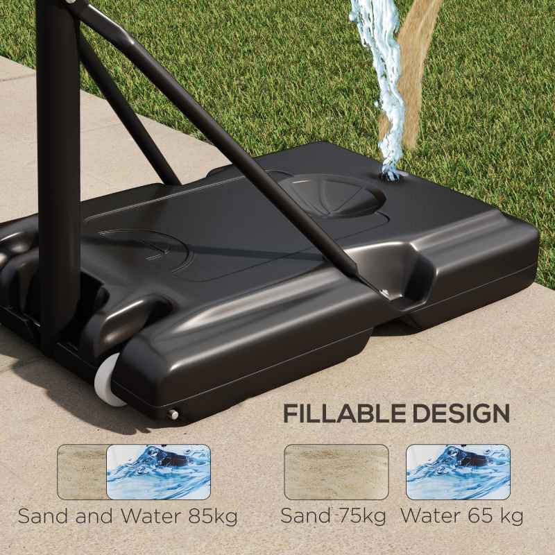 SPORTNOW Portable Basketball Hoop and Stand, Six-Level Height with Quick Lift, Shatter-Resistant Backboard and Wheels, Freestanding Basketball Hoop System for Junior, Adults - 2.35-3.05m