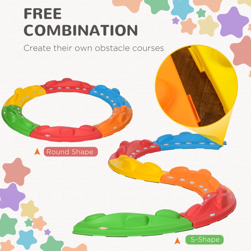 ZONEKIZ Stepping Stones Kids Balance Beam 6 PCs Stackable Outdoor Indoor Obstacle Course Sensory Play