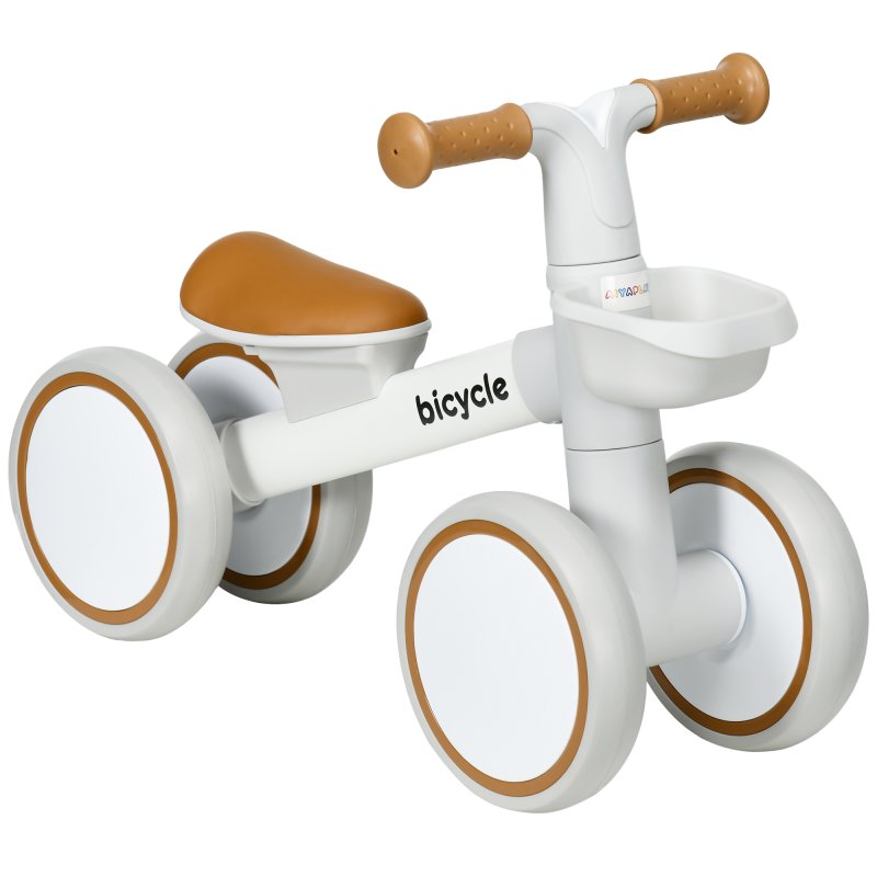 AIYAPLAY Kids Balance Bike for 1-3 Years Old, No Pedal Toddler Balance Bike with Adjustable Seat, Silent Wheels, Training Bike for Boys and Girls, White
