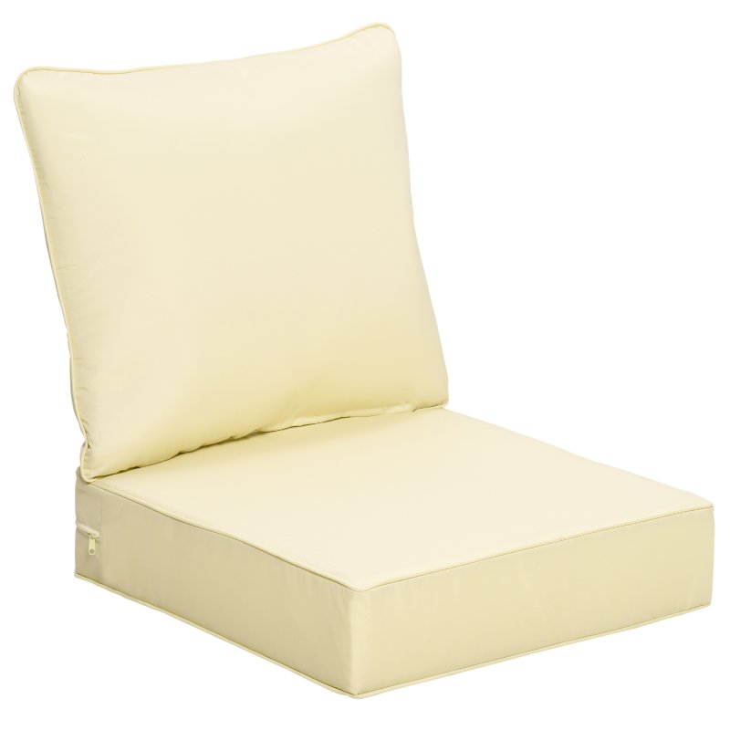 Outsunny Outdoor Seat and Back Cushion Set, 63L x 55W x 15Dcm Olefin Patio Deep Seating Chair Fade Resistant Replacement Cushion for Rattan Sofa, Indoor or Outdoor Furniture