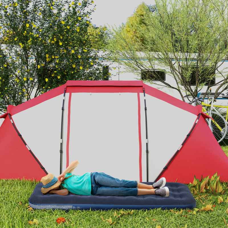 Outsunny Single Air Bed with Hand Pump, Inflatable Mattress with Flocked Surface for Guest, Camping, Travel, 191 x 73 x 22cm, Blue