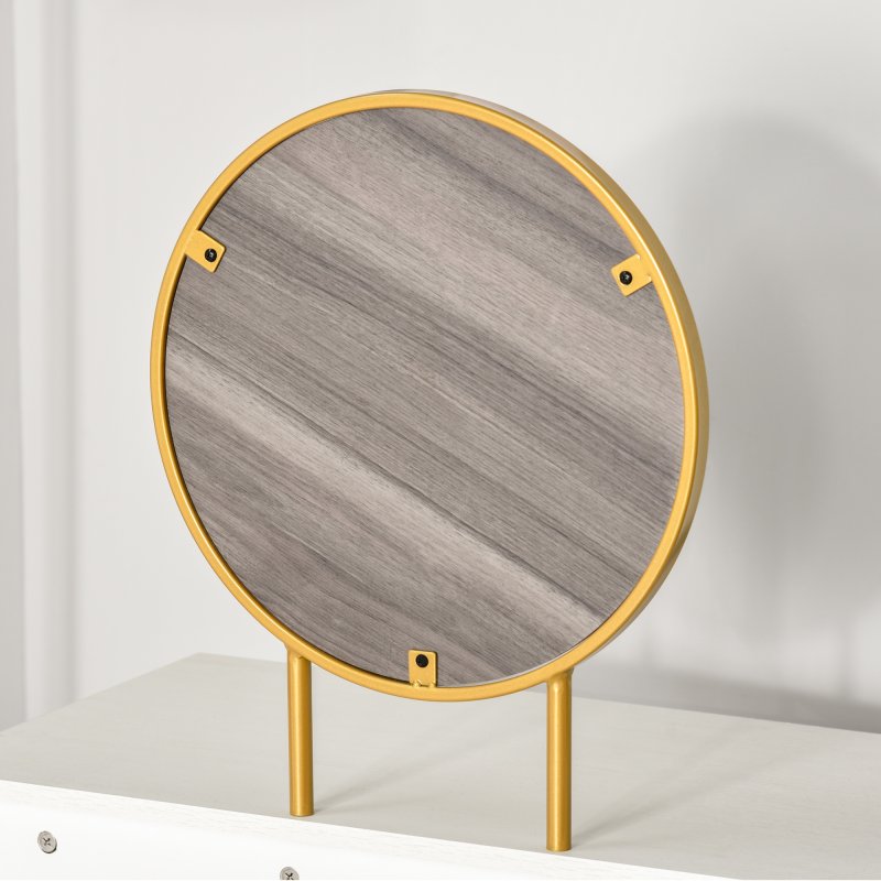 HOMCOM Modern Dressing Table with Round Mirror, Makeup Vanity Table with 2 Drawers for Bedroom, Living Room, 80 x 40 x 123 cm, White