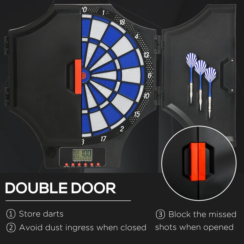 SPORTNOW Electronic Dartboard Set with 31 Games, 285 Programs, Cabinet, 6 Soft Tip Darts, 6 Spare Tips, LCD Scoring Indicator for Party, Game Night, Gift