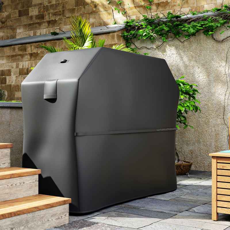 Outsunny BBQ Cover for Rectangular Gas Grill, 600D UPF30+ Oxford Fabric Barbecue Cover for Waterproof Protection Rip-Proof, with Windproof Hook and Loop Fasteners, Vents, 147 x 61 x 122 cm, Black