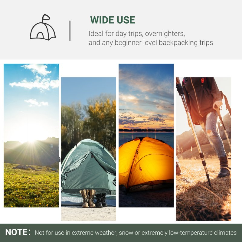 Outsunny Two-Man Camping Tent Dome Tent with Weatherproof Shell, Vestibule & Windows, for Fishing & Hiking, Green and Grey