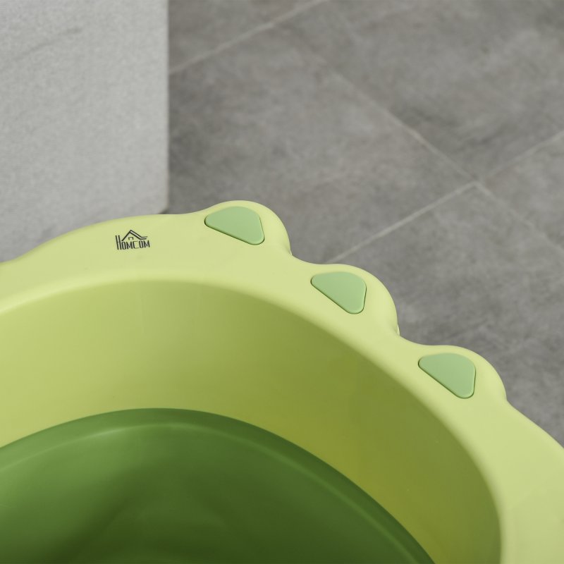 HOMCOM Baby Bathtub for 0-6 Years Collapsible Non-Slip Portable with Stool Seat for Newborns Infants Toddlers Kids - Green
