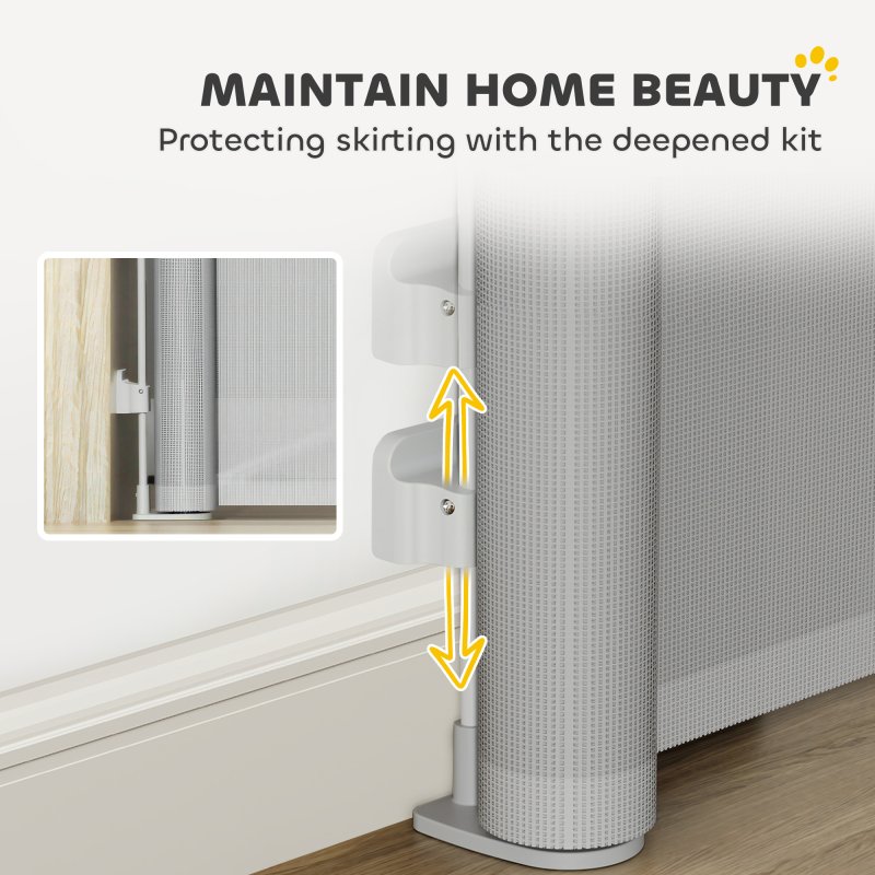 PawHut Retractable Stair Gate for Dogs, Extra Wide Dog Gate Extends Up to 140 cm Wide, 86.5 cm Tall, for Doorways, Stairways, Hallways, Indoor and Outdoor, Grey