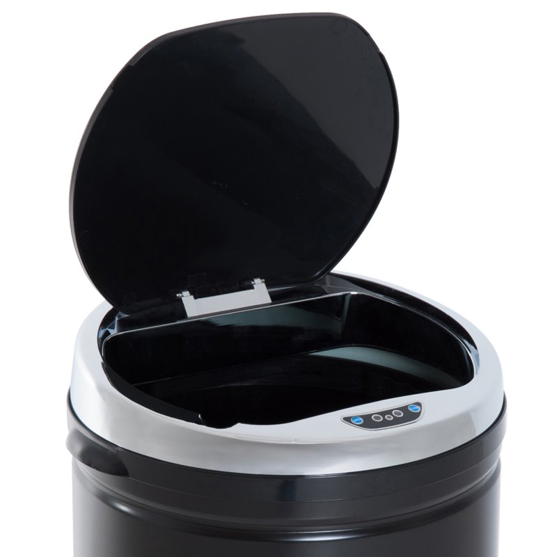 HOMCOM 50L Sensor Bin for Kitchen Waste Automatic Dustbin Motion Detection Dustbin Stainless Steel Rubbish Can with Bucket, Black