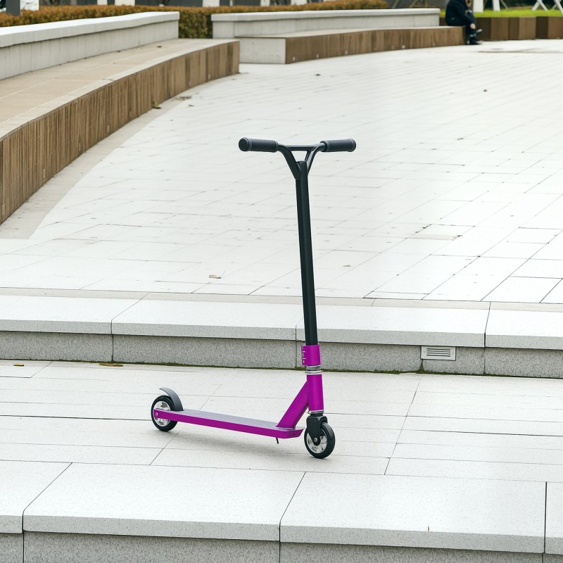 HOMCOM Stunt Scooter, 360 Entry Level Tricks Scooter w/ Lightweight Aluminium Deck and ABEC 7 Bearing, For Age 14+ Beginners, Purple