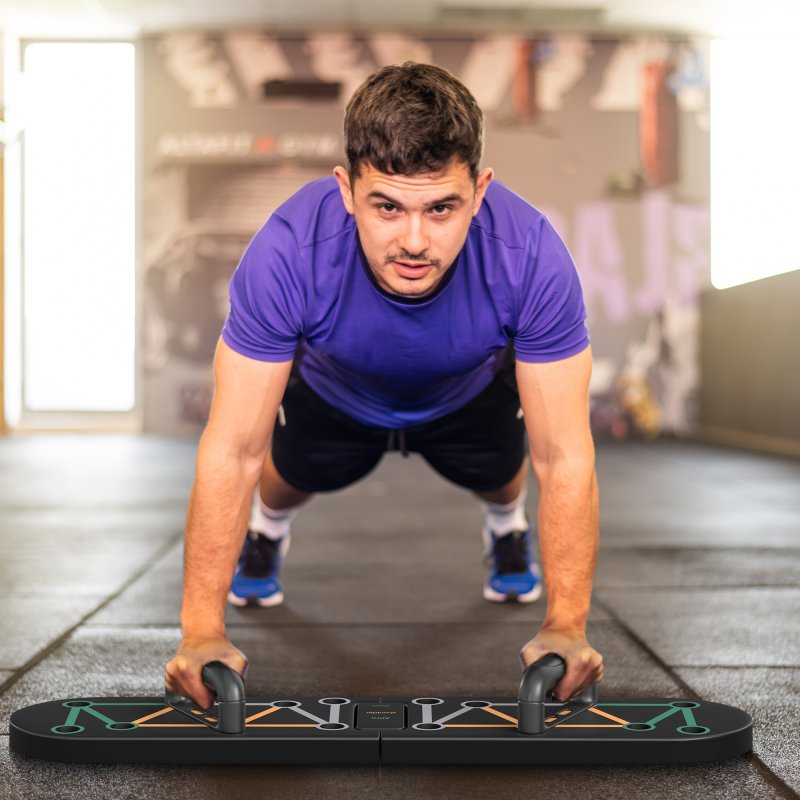 SPORTNOW Foldable Push Up Board, 11-in-1 Press Up Board, Portable Pushup Stand with Non-slip Pads for Arms, Should, Chest Building, Black