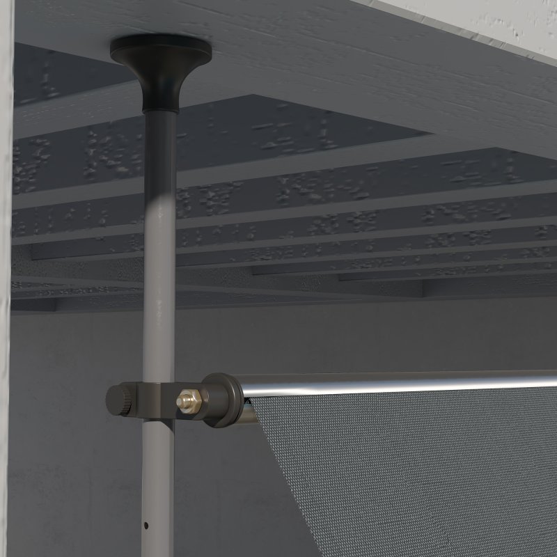 Outsunny 3.5 x 1.2m Free Standing Retractable Awning, Non-Screw Patio Sun Shade Shelter with Support Pole Stand and UV Resistant Fabric, for Window, Door, Porch, Deck, Dark Grey